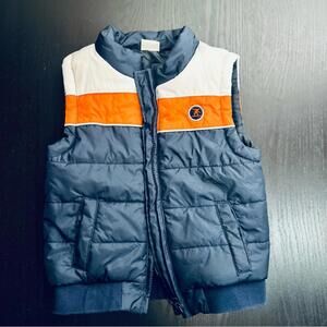 Vibrant Blue and Orange Puffer Vest with Quilted Design